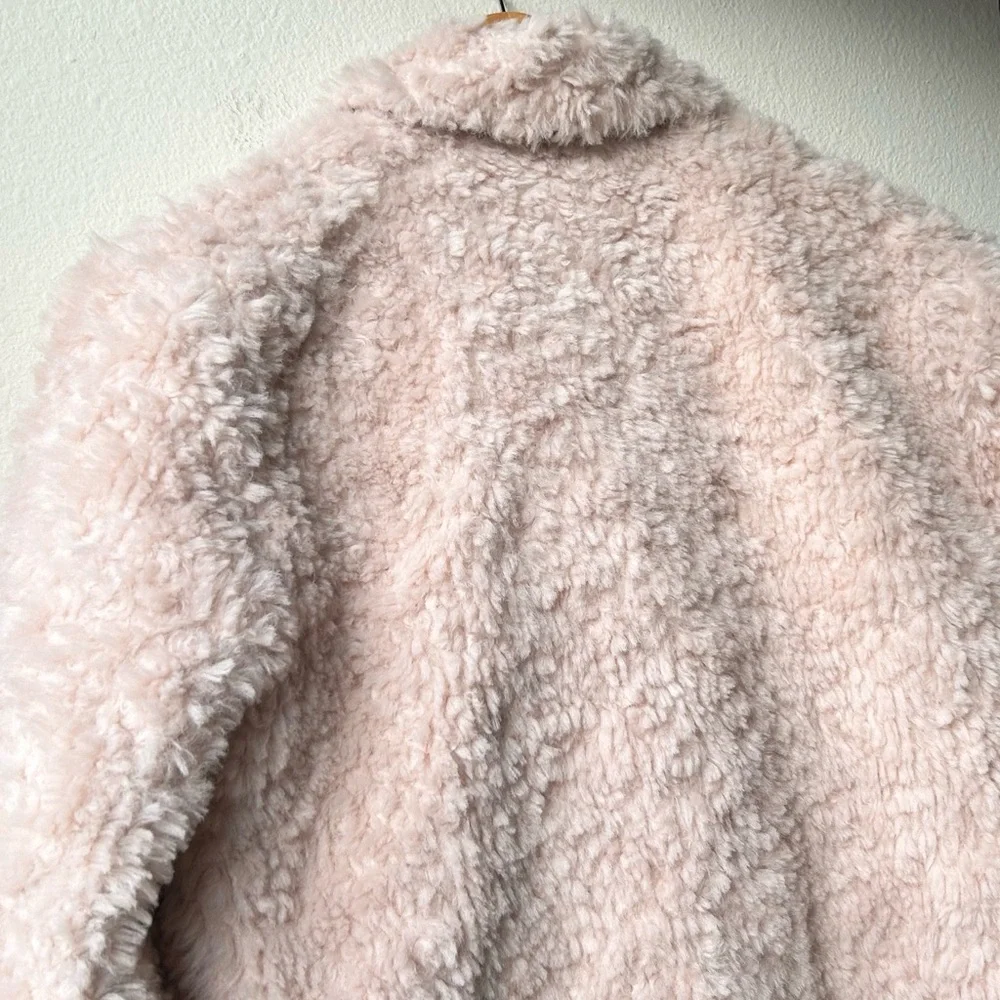 The Great. The Vintage Plush Coat in Pale Blush Pink Sz M